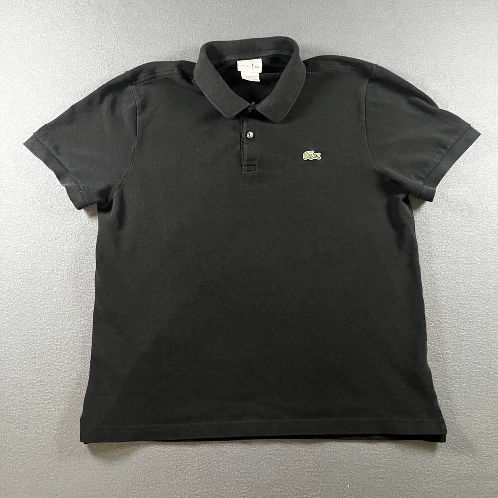 Lacoste Men's Black and Grey Polo-shirts